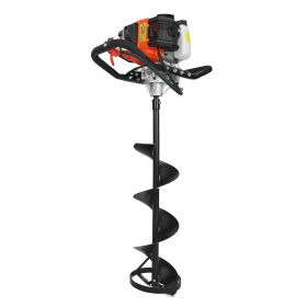 Gas Powered Ice Auger, 52CC 2-Stroke Ice Fishing Augers with 8" Steel Drill Bit, Cold-Resistant & Portable Post Hole Digger