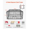 Crab Trap, 2 Packs, 24.4x24.4x11.8 inch Heavy Duty Large Crab Pot Trap for Dungeness, Black PVC Coated Wire Mesh for Stealth, with Gauge
