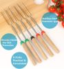 Marshmallow Roasting Sticks Wooden Handle Set of 12 Smores Skewers Telescoping Forks 32 inch with Portable Bag for Hot Dog Campfire Camping Stove BBQ