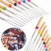 Marshmallow Roasting Sticks Wooden Handle Set of 12 Smores Skewers Telescoping Forks 32 inch with Portable Bag for Hot Dog Campfire Camping Stove BBQ