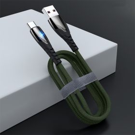 New with Light 6A Data Cable for Huawei Xiaomi USB Fast Charging Android Type-c Mobile Phone Luminous Charging Cable (Color: Green)