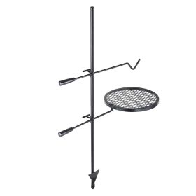 Swivel Campfire Grill, Fire Pit Grill Grate over Fire Pits, Heavy Duty Steel Grill Grates, 360�� Adjustable Open Fire Outdoor Cooking Equipment (Baking Tray Shape: Round)