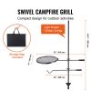 Swivel Campfire Grill, Fire Pit Grill Grate over Fire Pits, Heavy Duty Steel Grill Grates, 360�� Adjustable Open Fire Outdoor Cooking Equipment