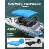 b4 Bow Boat Bimini Tops, 600D Polyester Canopy with Aluminum Alloy Frame, Waterproof & Sun Shade Boat Awning Canopy with Storage Bag, 2 Support Poles
