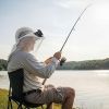 Mosquito Net Hat with Fan Built in Wide Brim Fan Solar Hat with Netting and Neck Flap for Men Women Outdoor Fishing